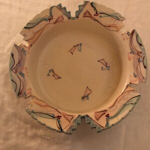 “Clay and Color” Artisan Pottery Bowl; Cream, Pink and Blue